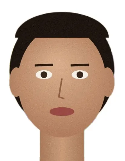 The drawn person as an India passport photo: head and shoulders, centred, on a white background.