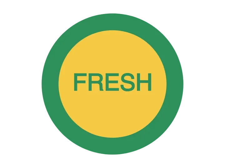 The round FRESH sticker as a PNG, still see-through around the circle.